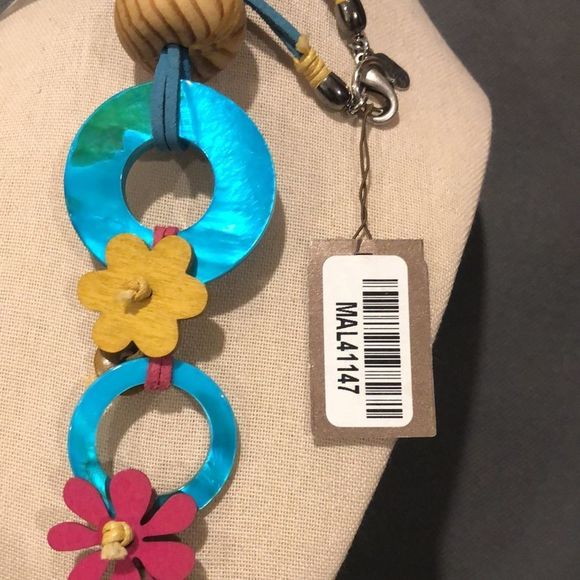 TRESKA Modern Abstract Multicolor MultiMedia Necklace NWT - Picture 3 of 9